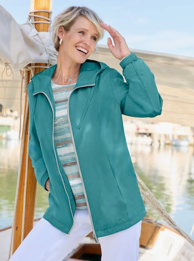 Jacke mit Teilungsnähten und Kapuze - ozean