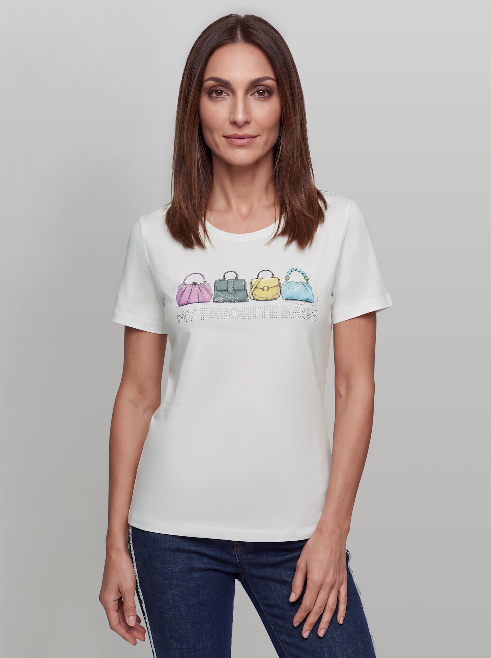 heine Kurzarmshirt mit Print - ecru
