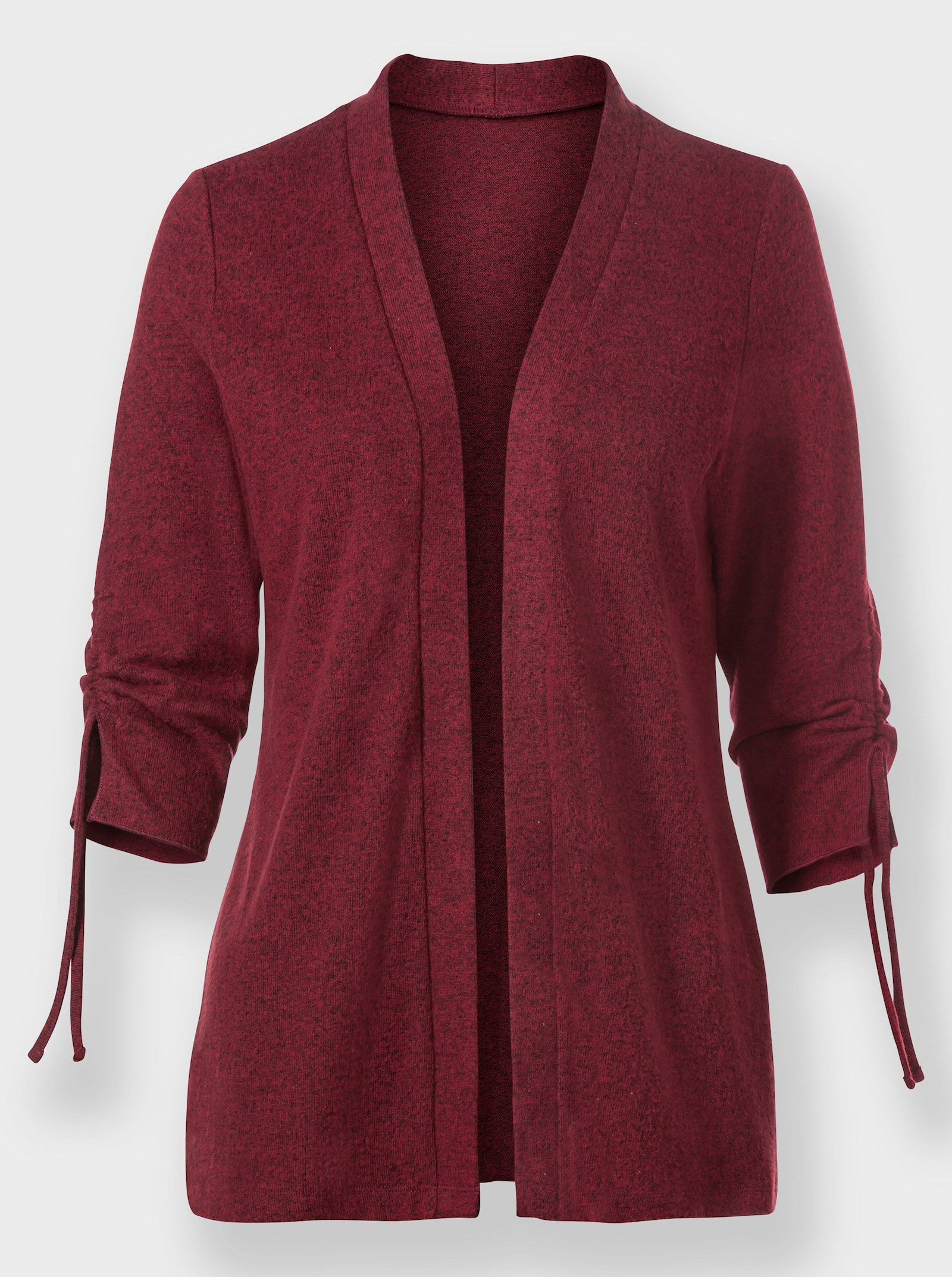 Shirtjacke mit raffbaren Ärmeln - dunkelrot