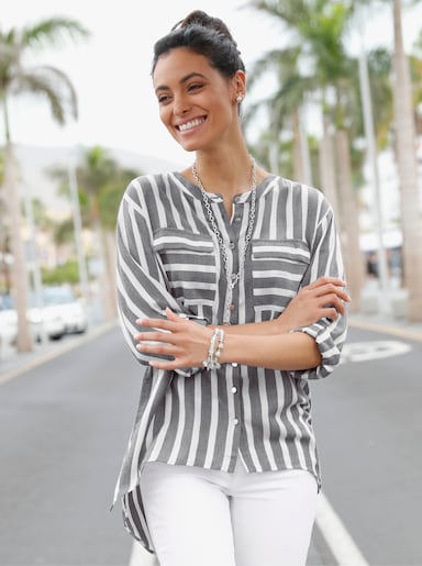 Gestreepte blouse - wit/grijs gestreept