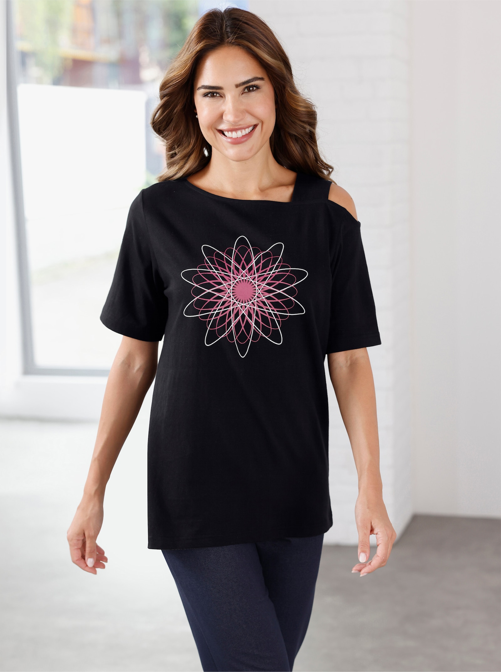 Tričko pro volný čas s grafickým potiskem - černá