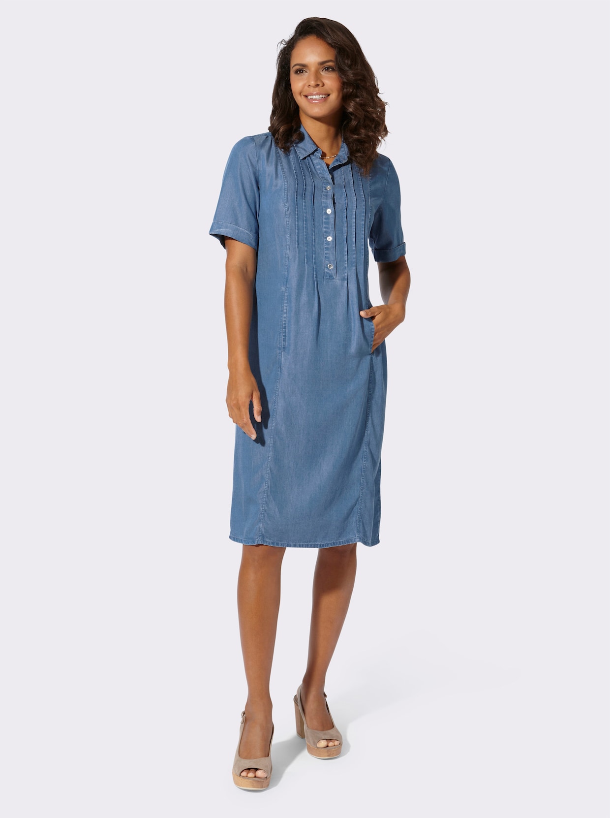 Robe en jean - bleu blanchi