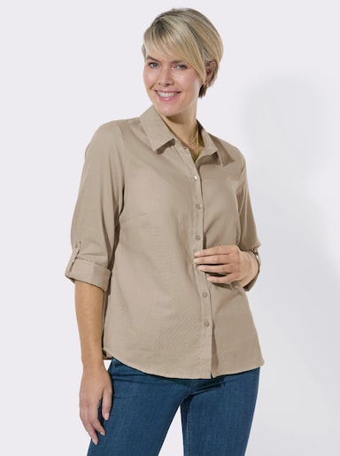 Hemdbluse in Melange-Optik - sand-meliert