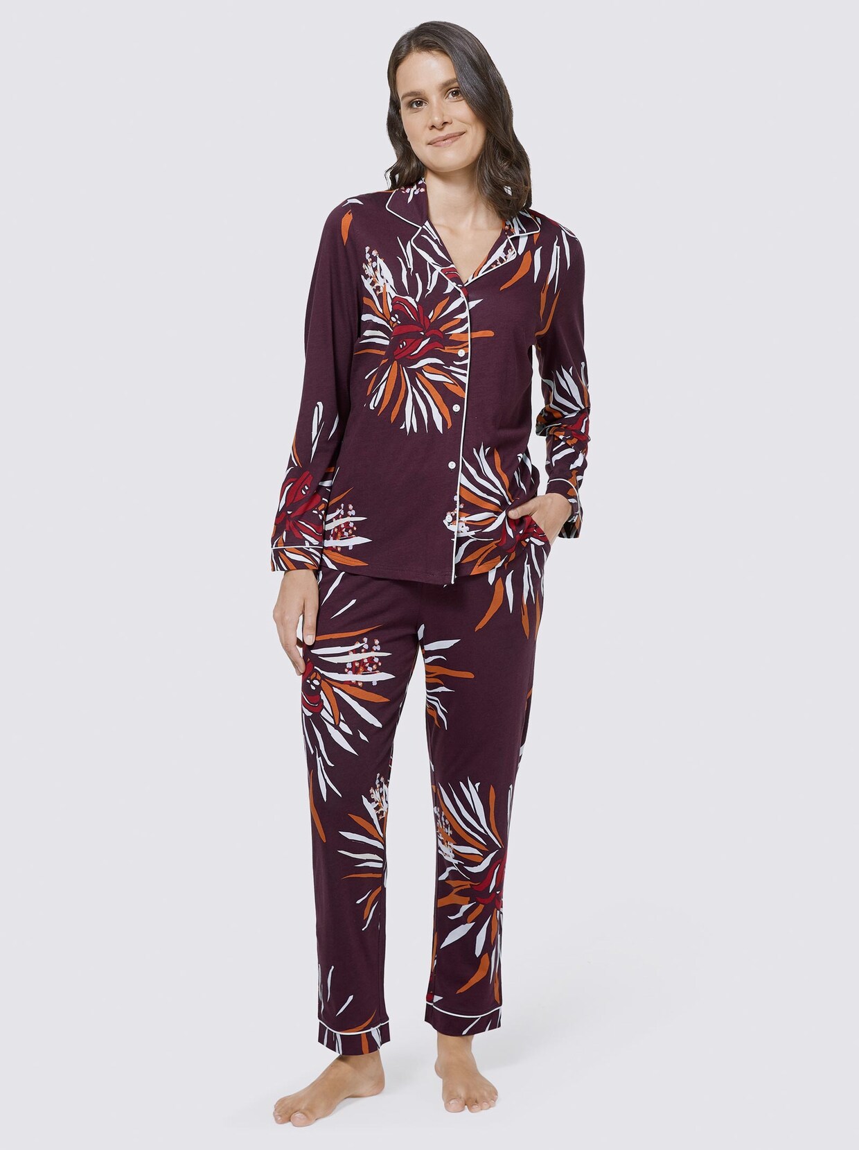 wäschepur Pyjama - burgund-bedruckt