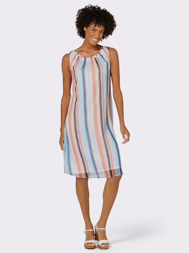 Freizeitkleid mit Farbverlauf-Streifenmuster - aquamarin-bedruckt