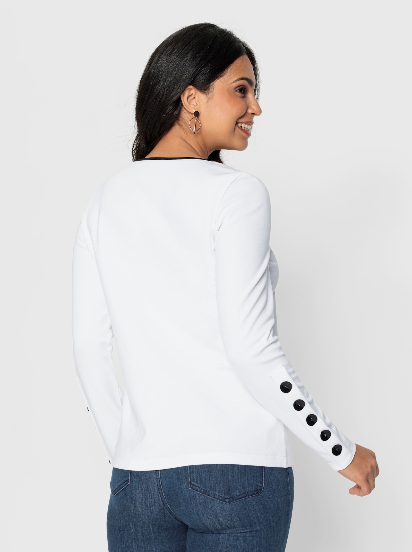 Langarmshirt in Interlock-Qualität - weiß