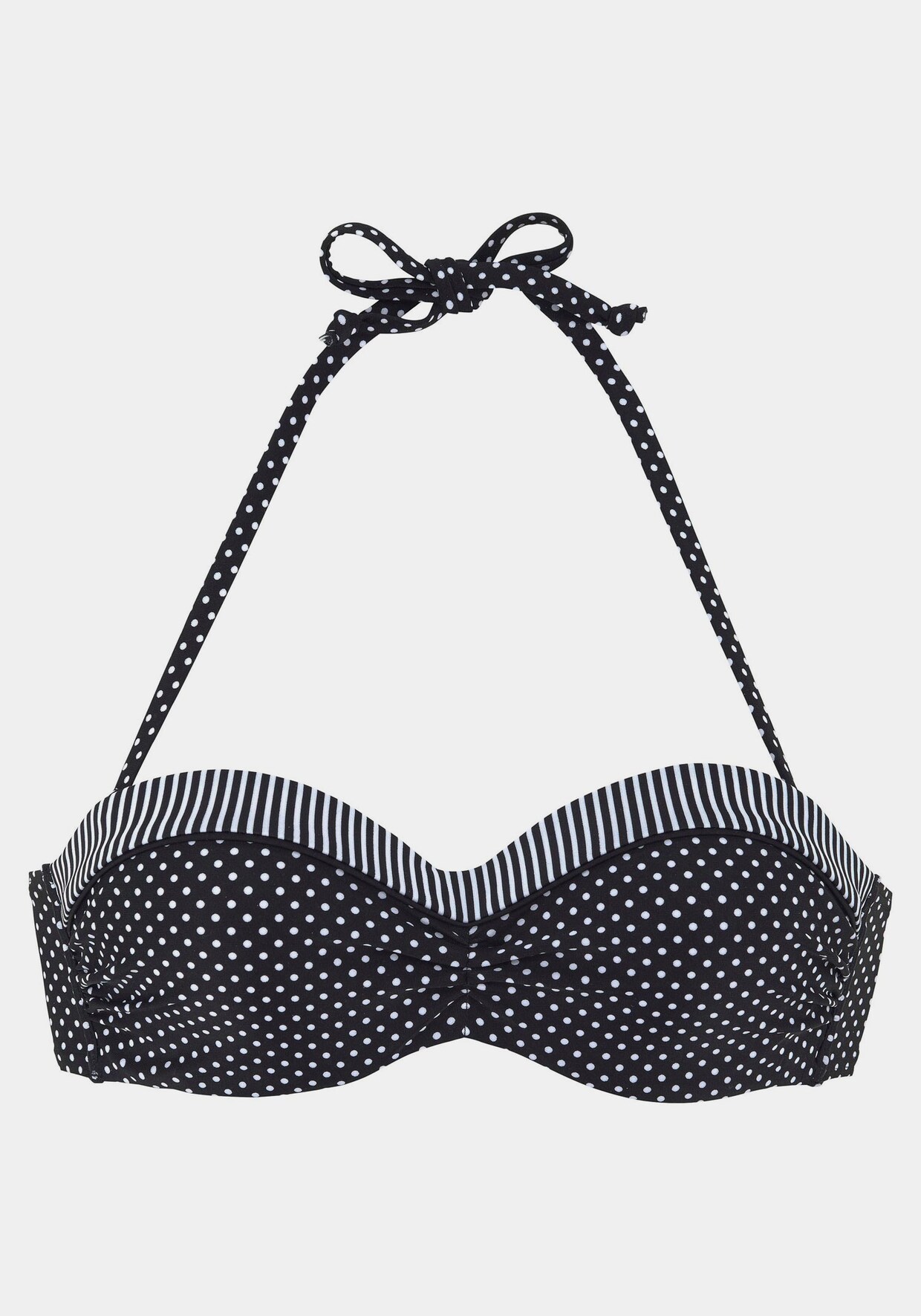 s.Oliver Bandeau-Bikini-Top - schwarz-weiß-gepunktet