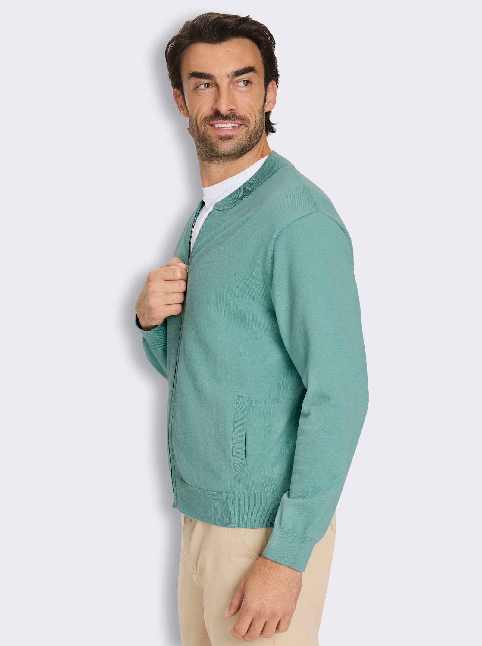 Marco Donati Strickjacke im Blouson-Stil, mit Baumwolle - salbei