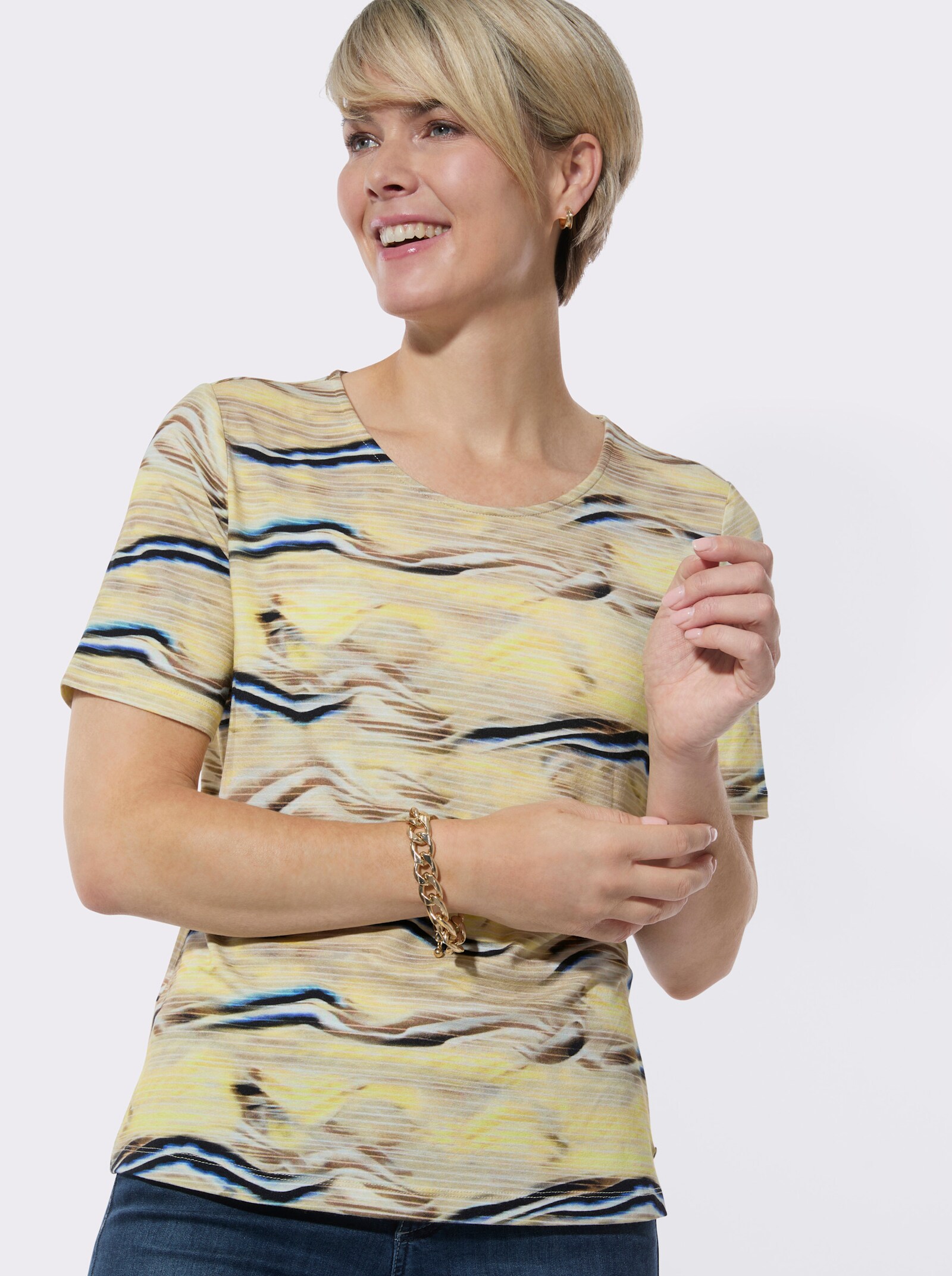 Rundhalsshirt mit grafischem Digitaldruck - sesam-zitrone-bedruckt