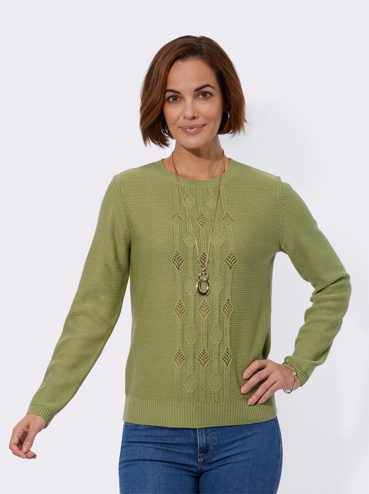 Pullover met ronde hals - rietgroen