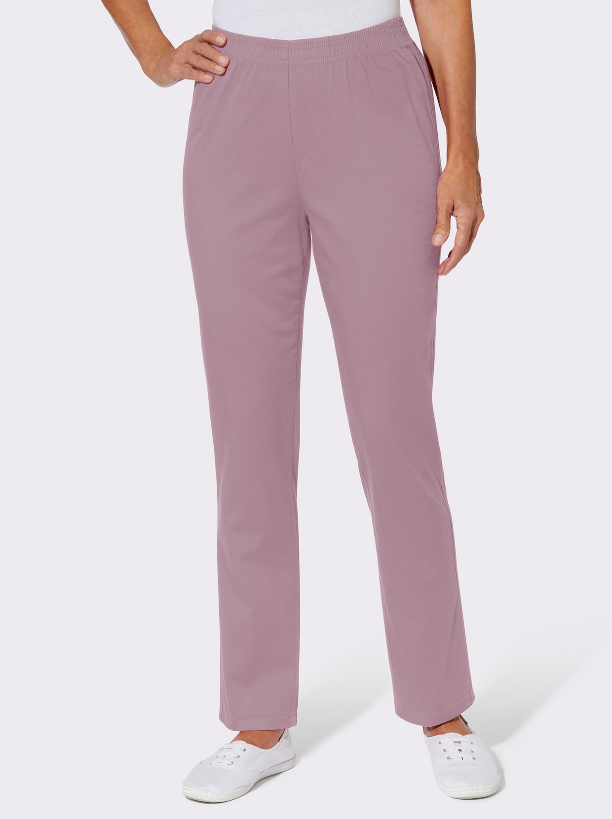 Schlupfjeans mit weitem Bein - mauve