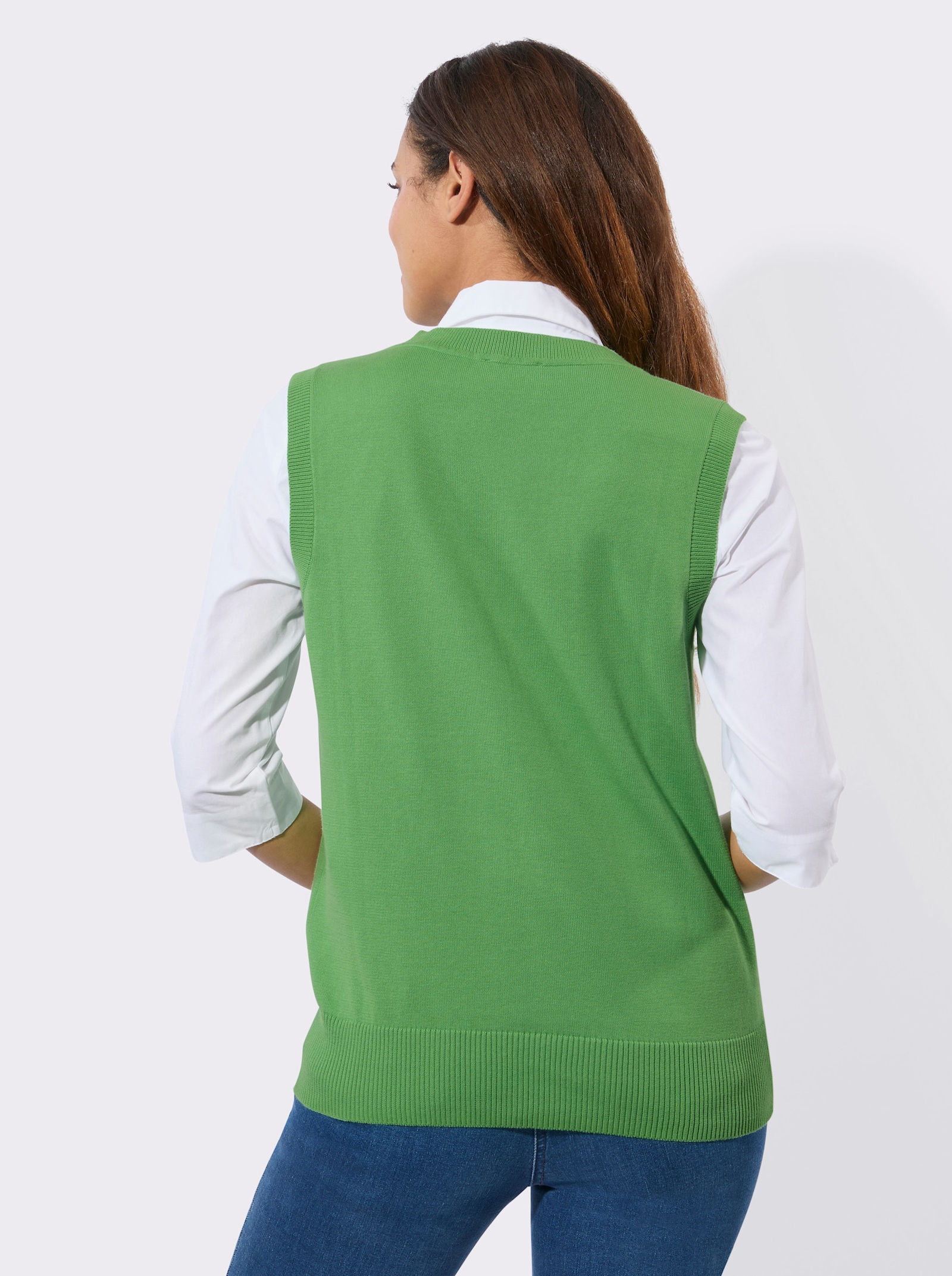 Pullunder mit gerippten Abschlüssen - apfel