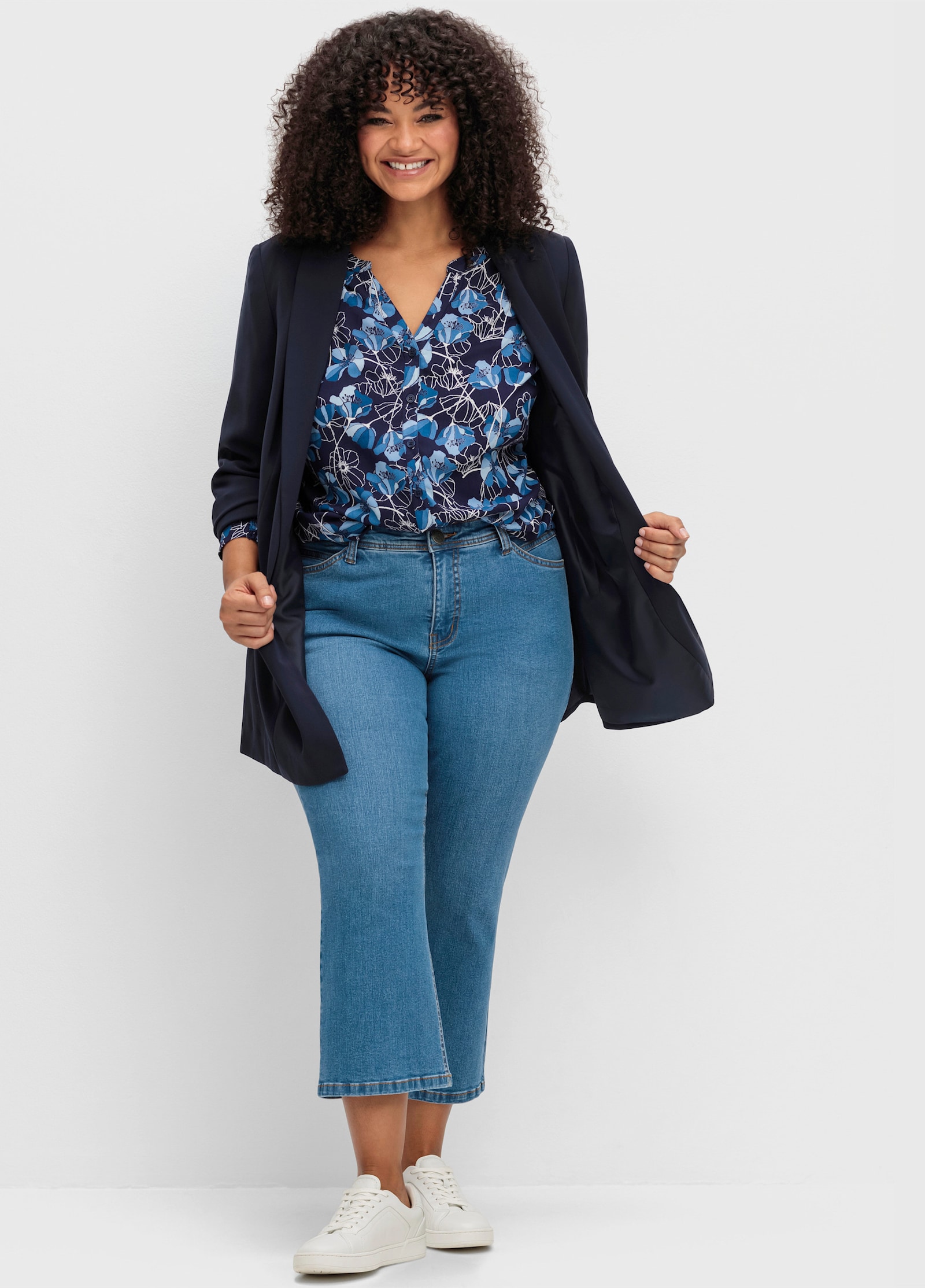 sheego 7/8-Jeans in Bootcut-Form - blue denim