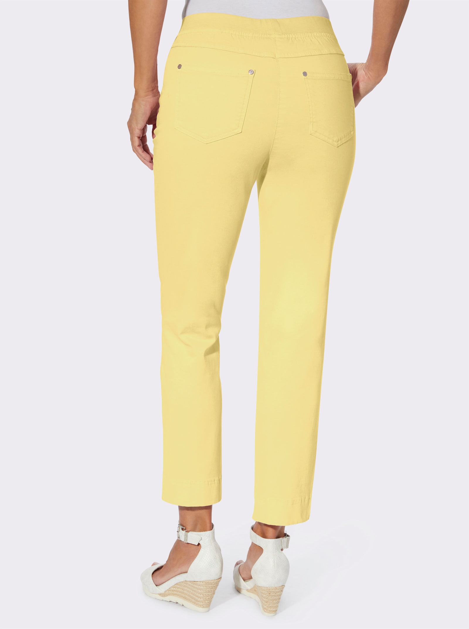 Jean 7/8 en qualité douce avec ceinture en jersey - citron