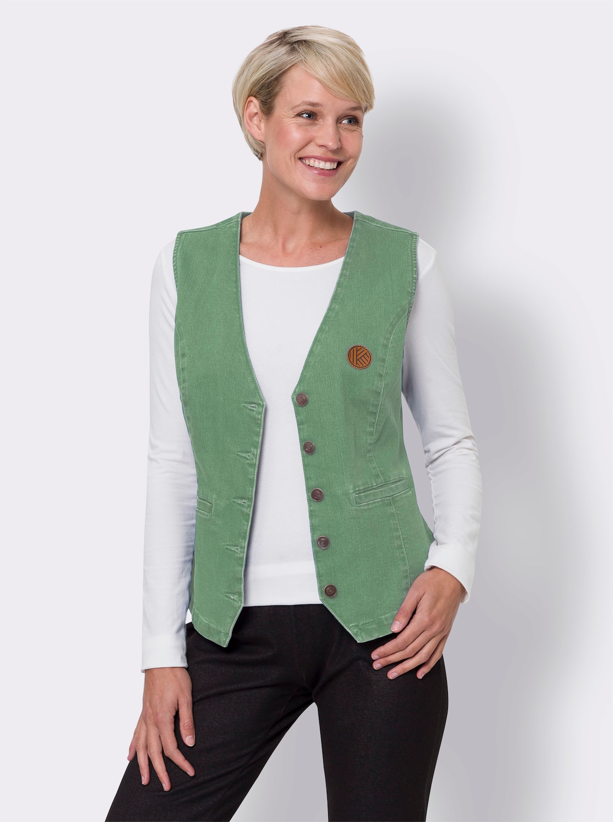 Jeansgilet - eucalyptus
