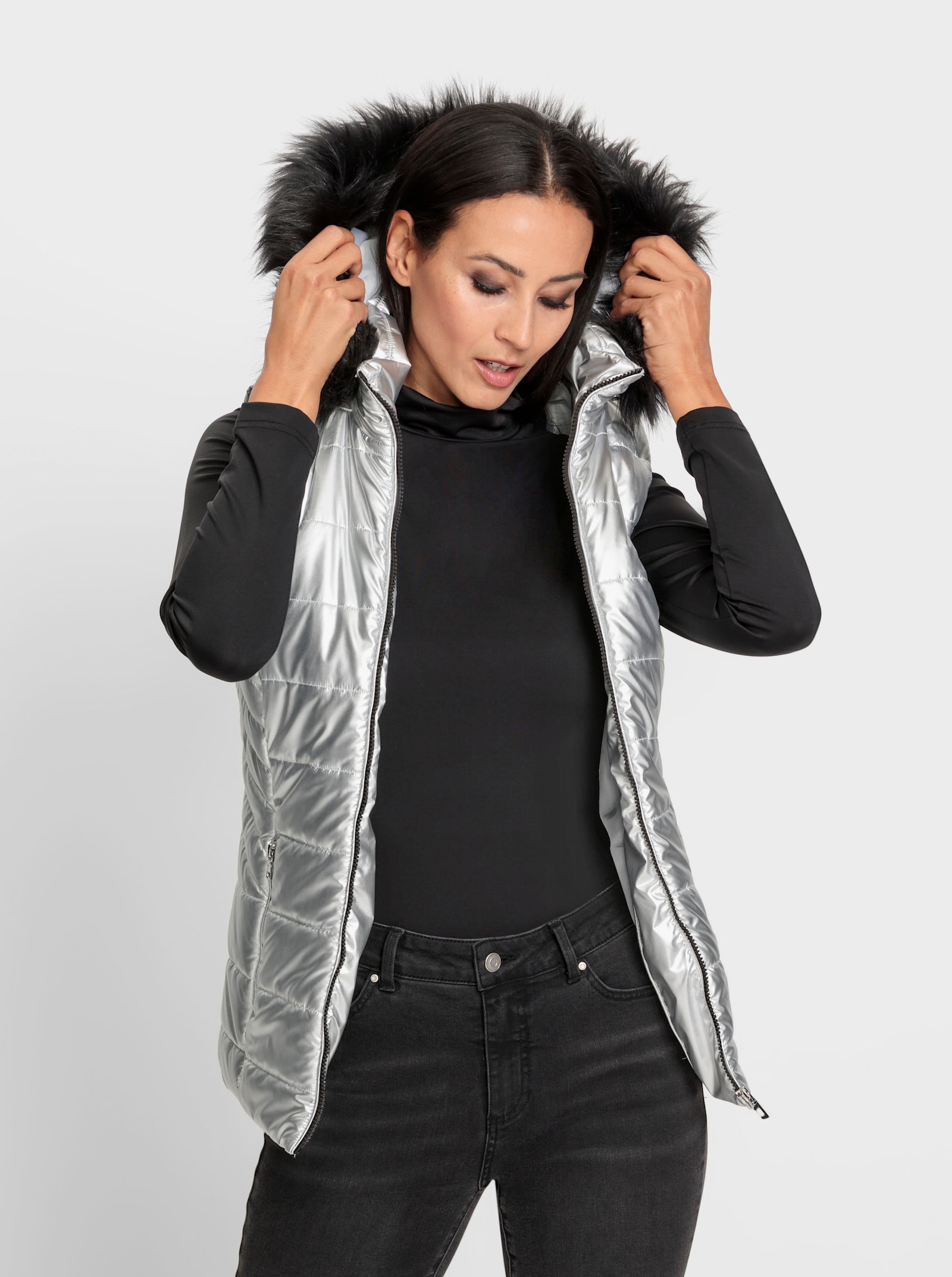 heine Gilet matelassé aspect métallisé - couleur argent