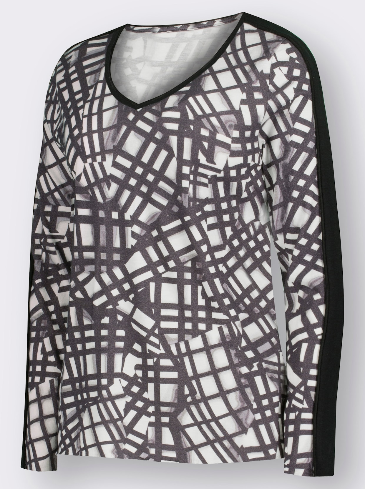 Langarmshirt - schwarz-weiß-bedruckt