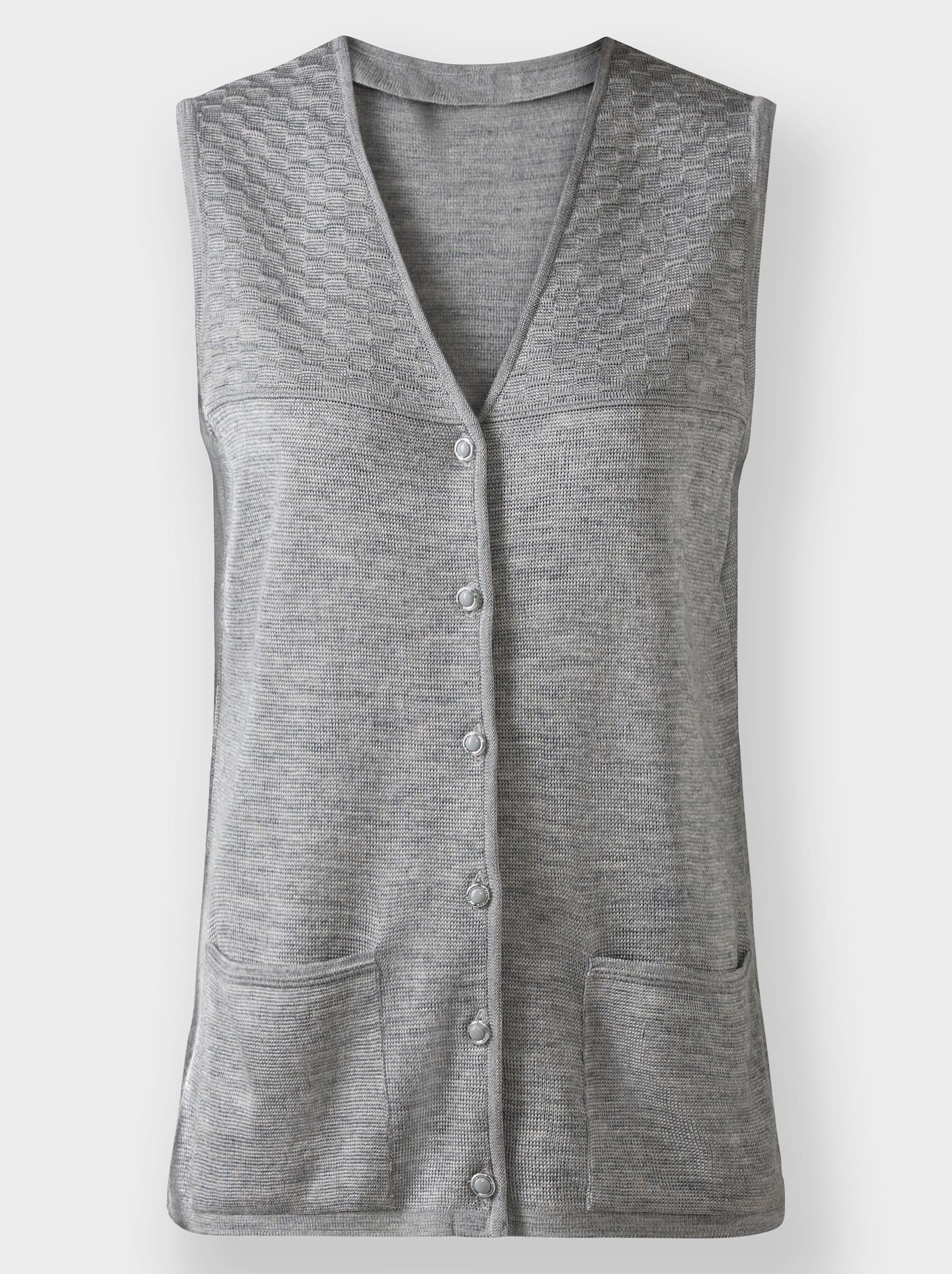 Strickweste mit Wabenmuster - steingrau-meliert