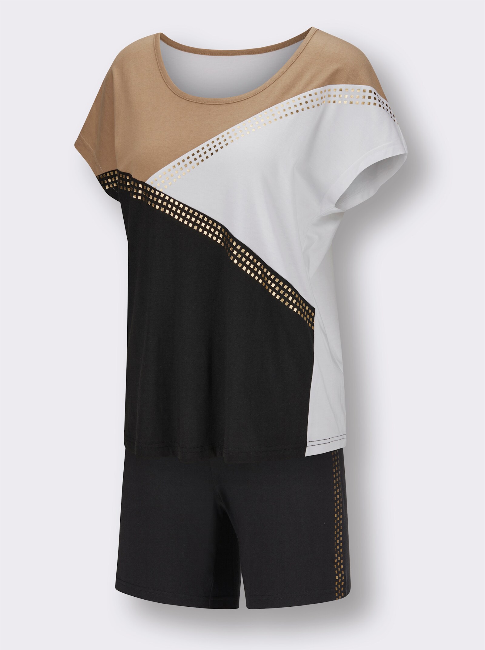 wäschepur Shortys mit Grafik-Muster - camel-schwarz + ecru-camel