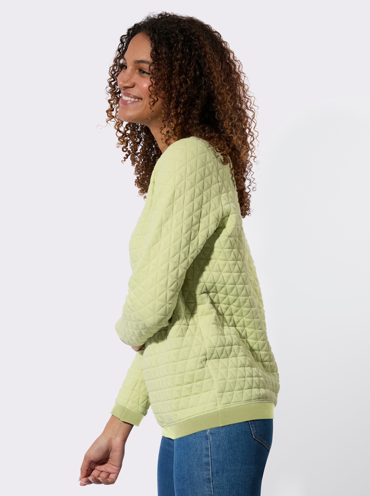 Rundhalsshirt im Jacquard-Muster - pistazie