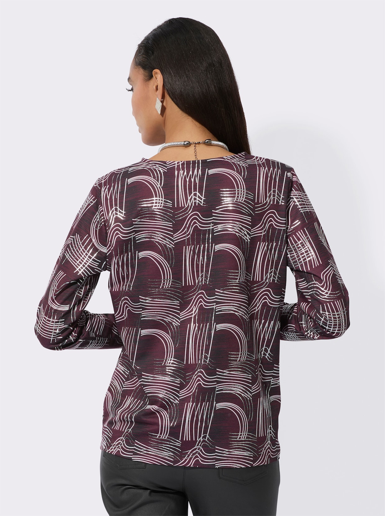 Shirt - bordeaux/ecru gedessineerd