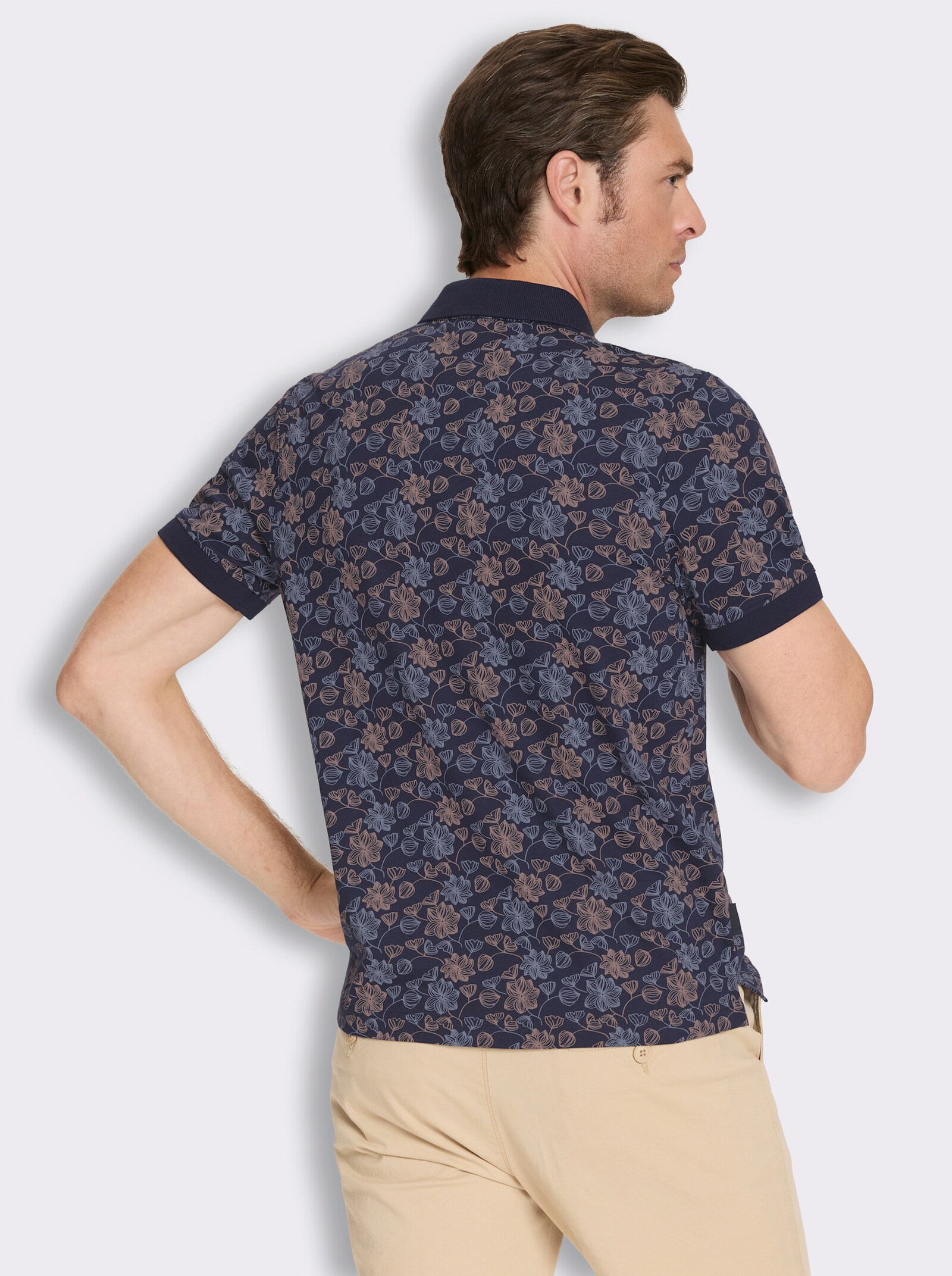 Marco Donati Kurzarmshirt mit floralem Druck - marine-bedruckt