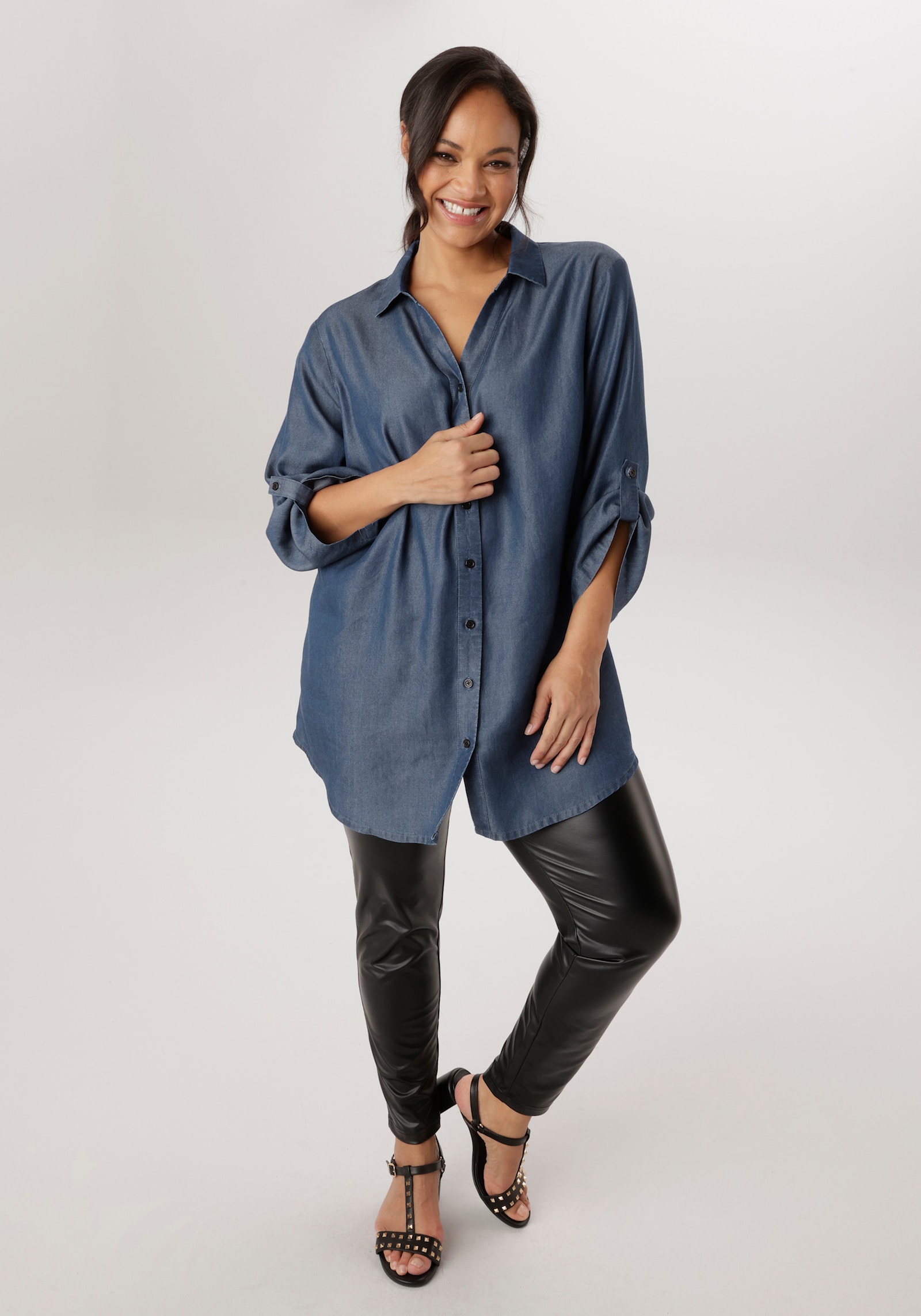 Aniston PLUS Jeansbluse - blau