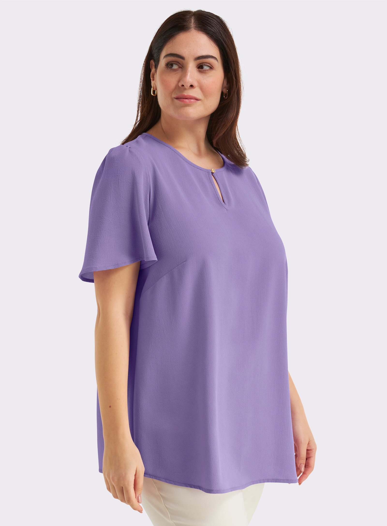 sheego Tunika mit Knopfverschluss - lavendel