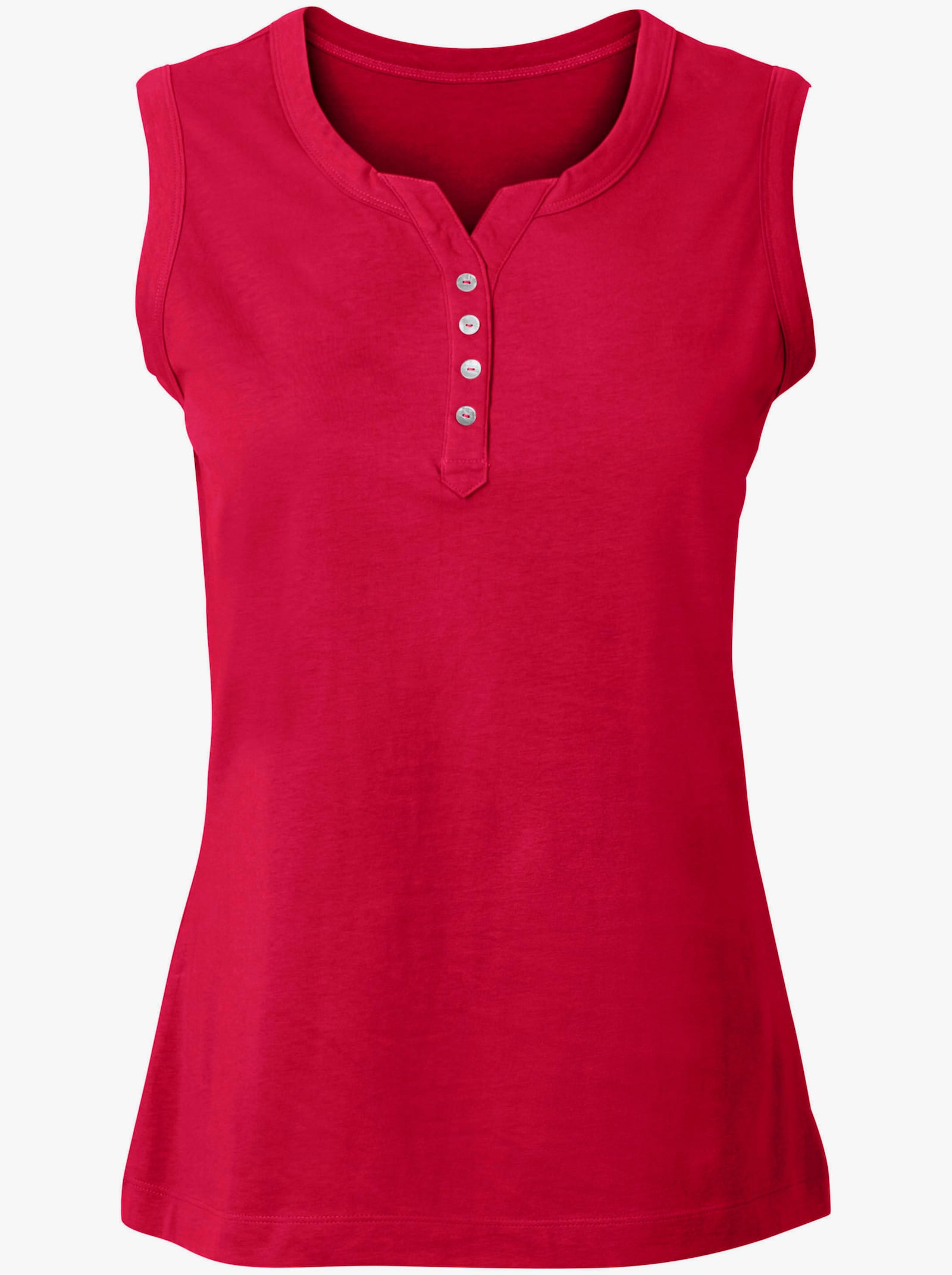 Tanktop mit Knöpfen in Perlmutt-Optik - rot
