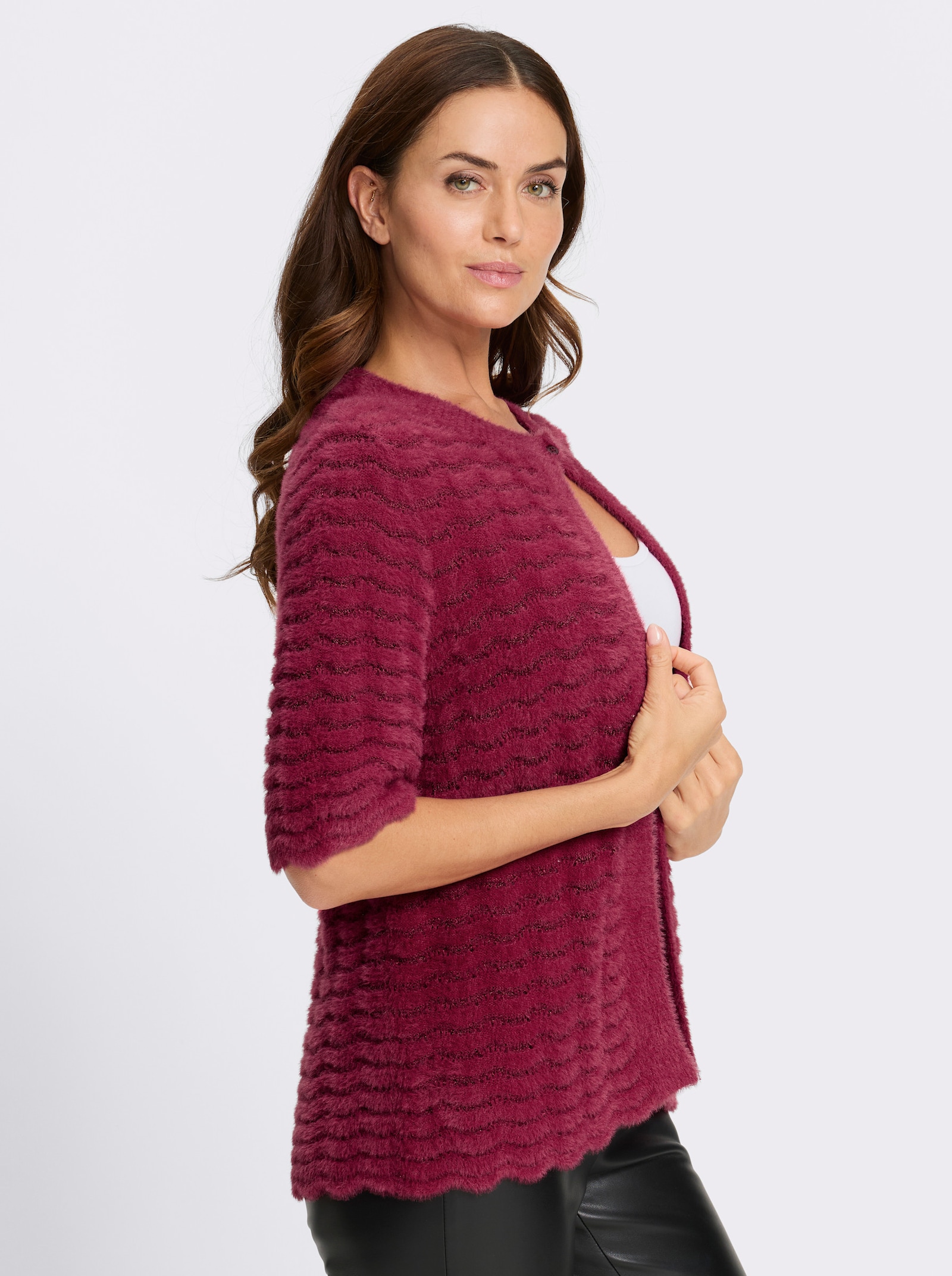 heine Strickjacke mit eingearbeiteten Pailletten - bordeaux