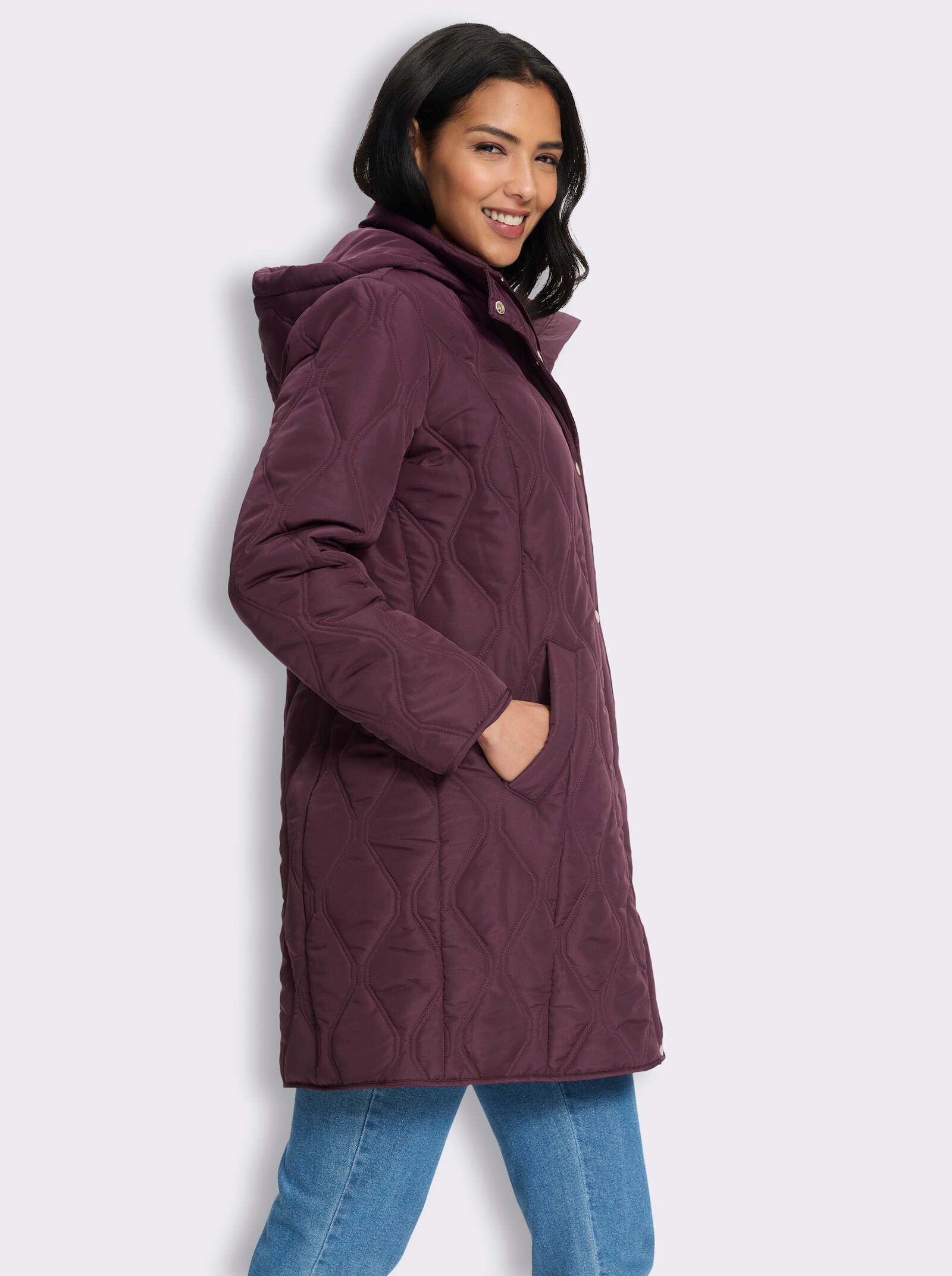 Steppjacke mit 2-Wege-Reißverschluss - burgund