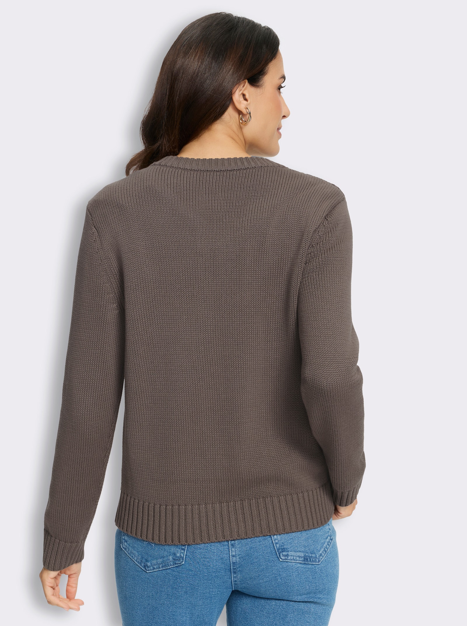 Strickjacke im Strickmuster-Mix - dunkeltaupe
