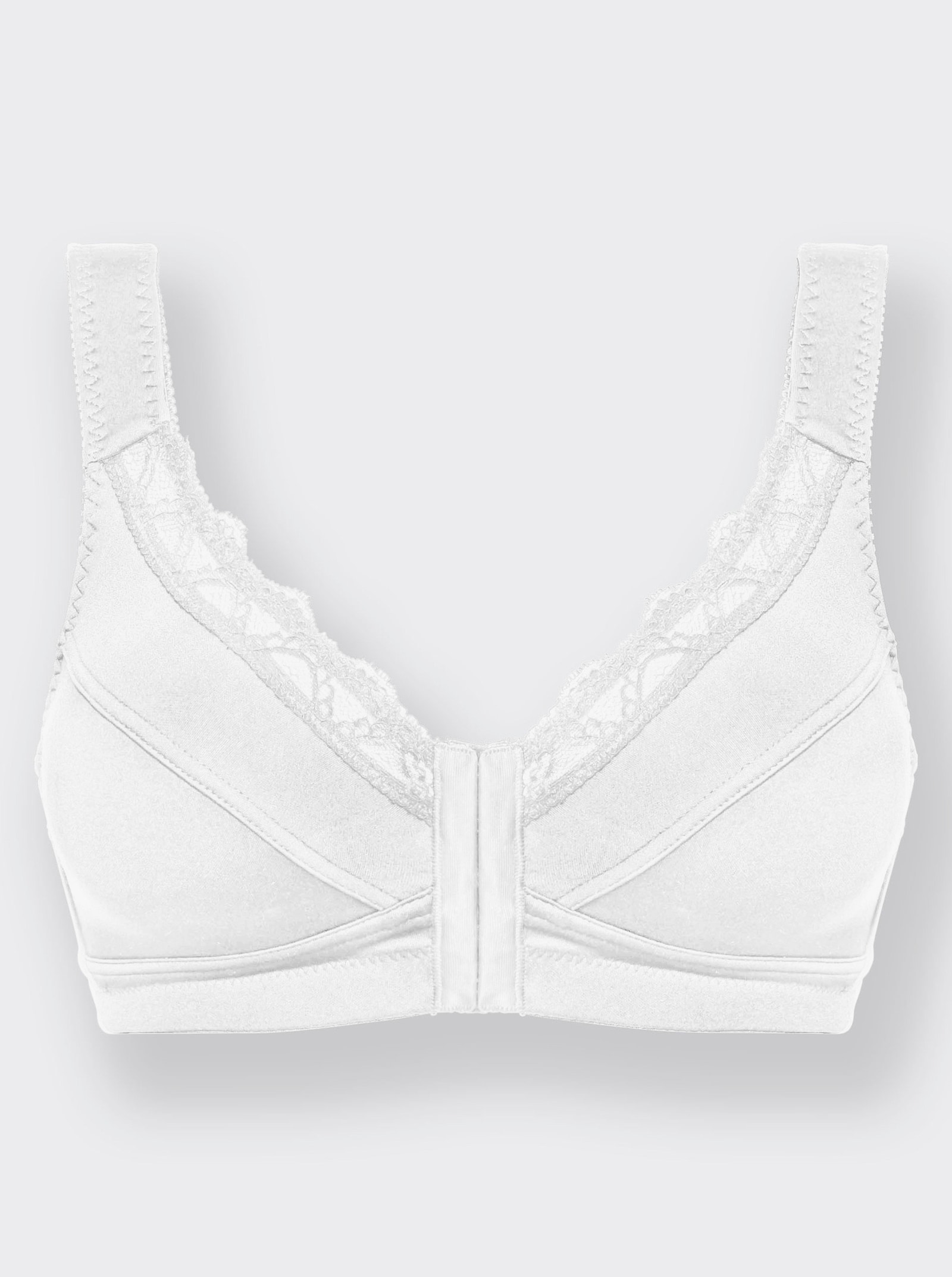 wäschepur Vorderverschluss-BH ohne Bügel mit Stretch-Spitze - weiß