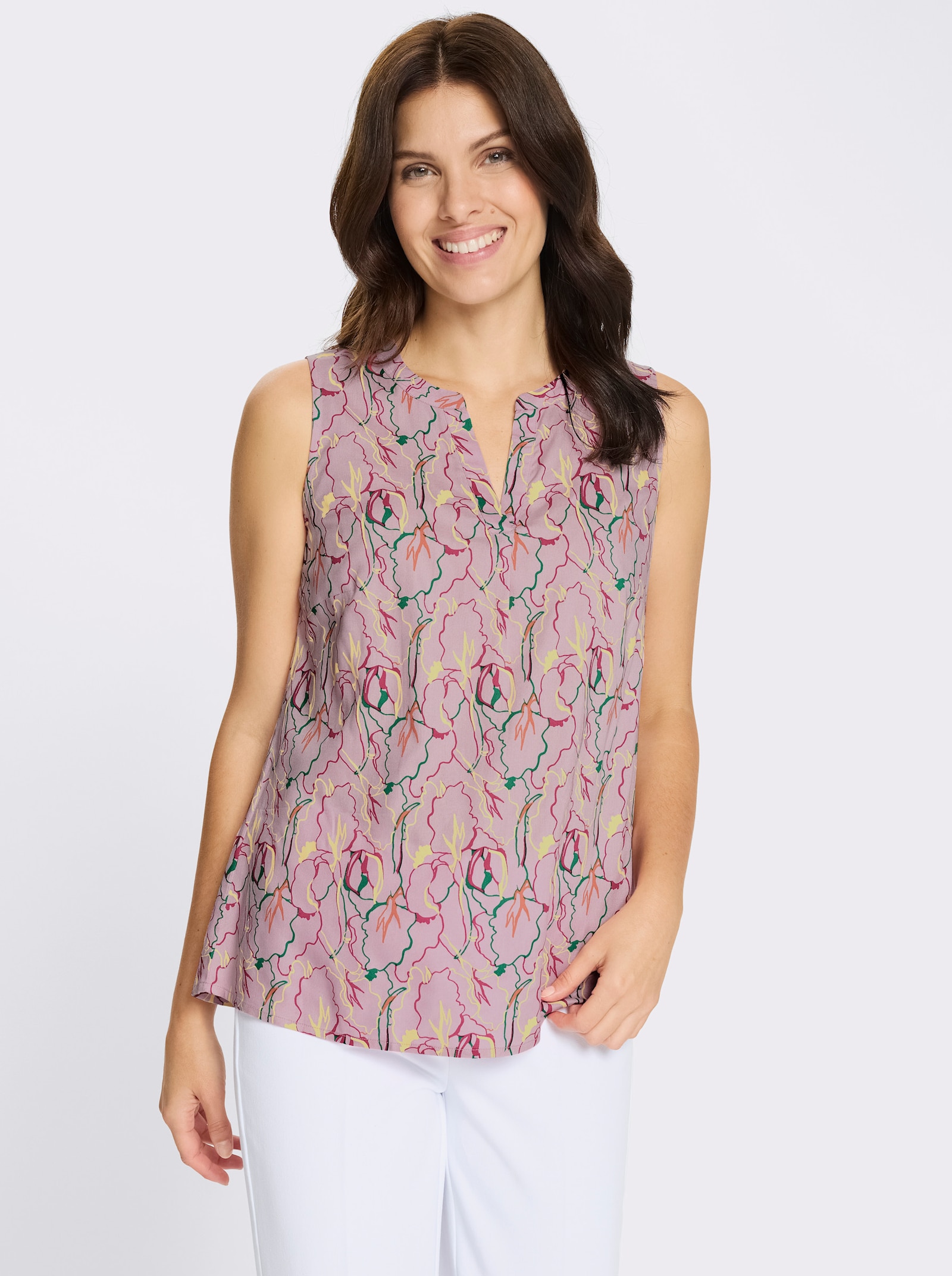 Blusentop in dezenter A-Form - rosé-pink-bedruckt