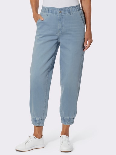7/8-Jeans mit Elastik-Bund - blue-bleached