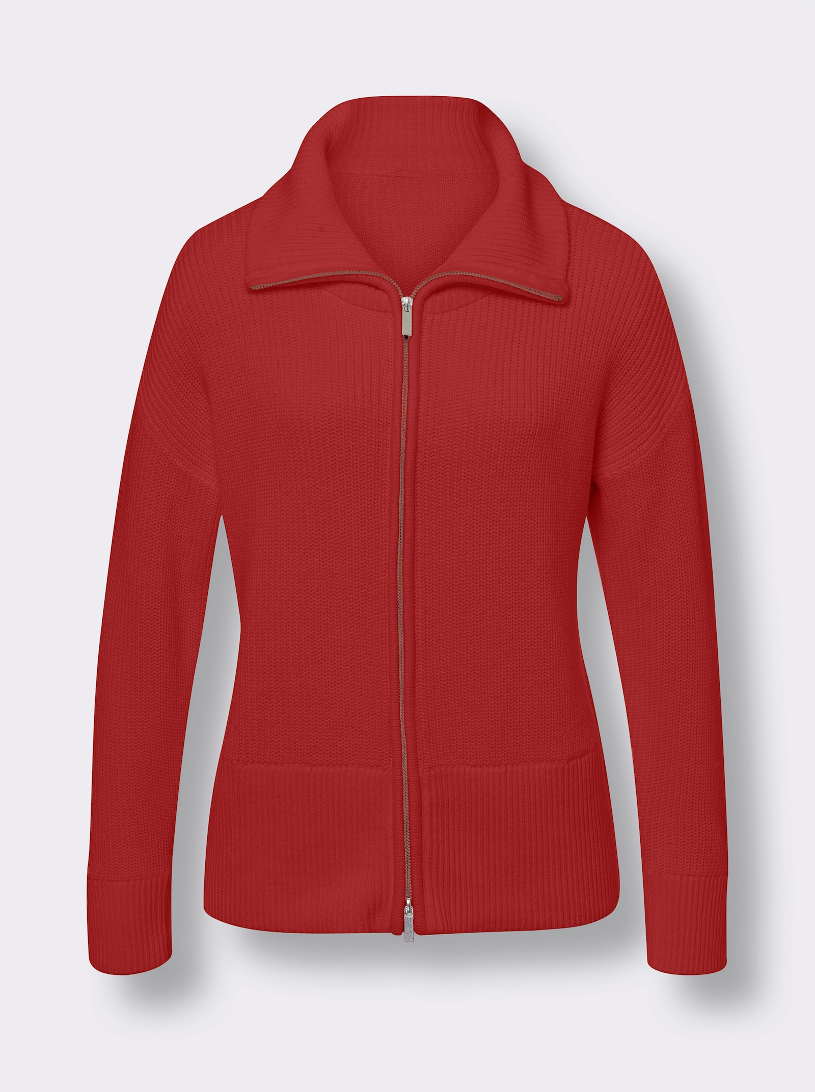 heine Strickjacke mit 2-Wege-Zipper - rot