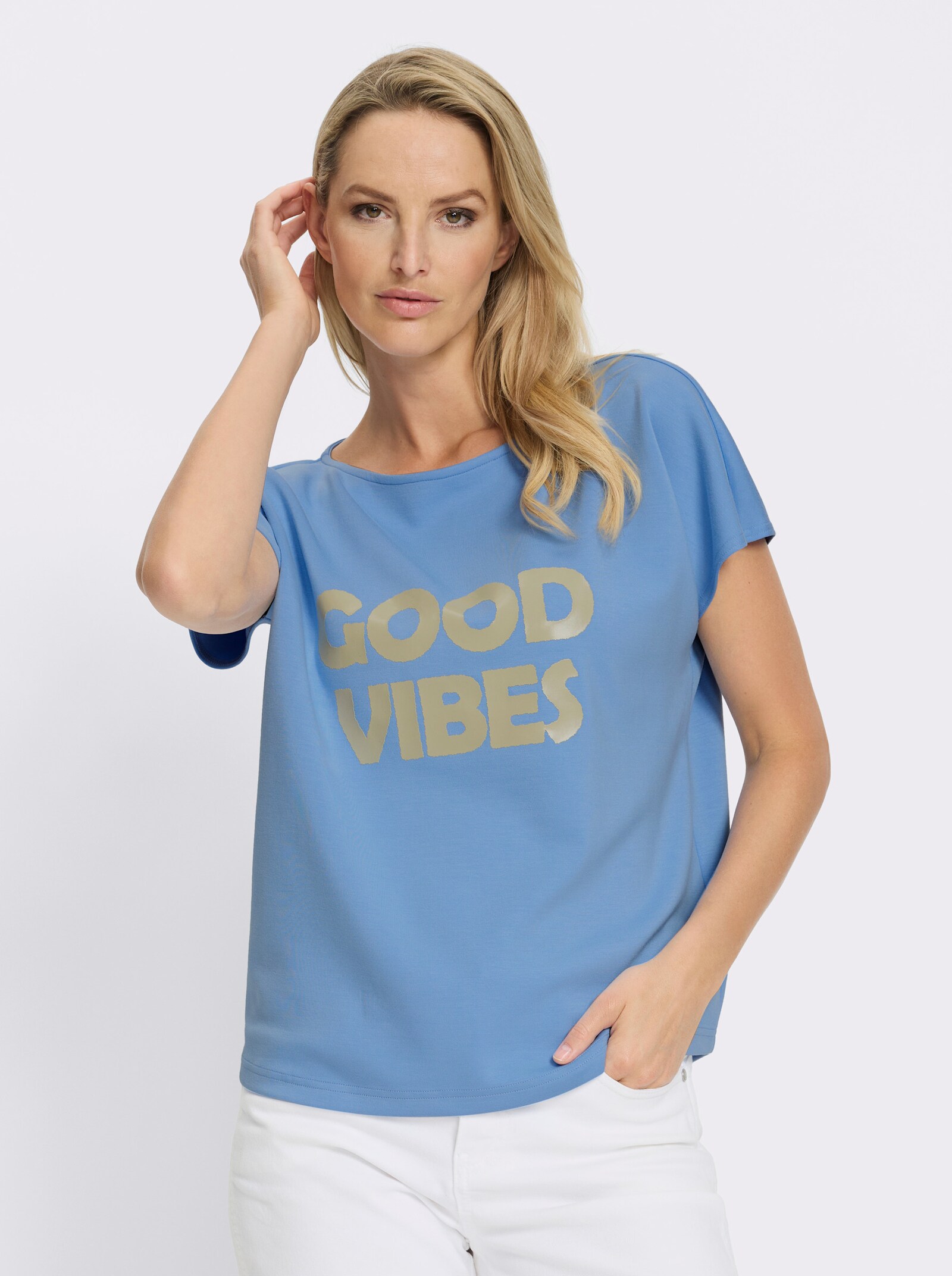 heine Kurzarmshirt - himmelblau-sand