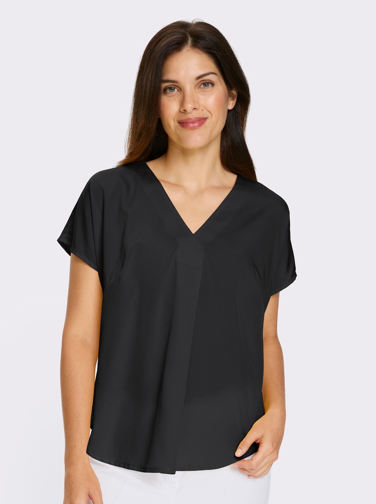 Kurzarm-Bluse - schwarz