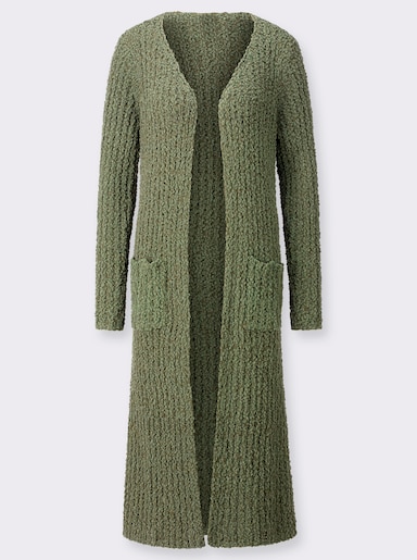  Longstrickjacke in offener Form - khaki