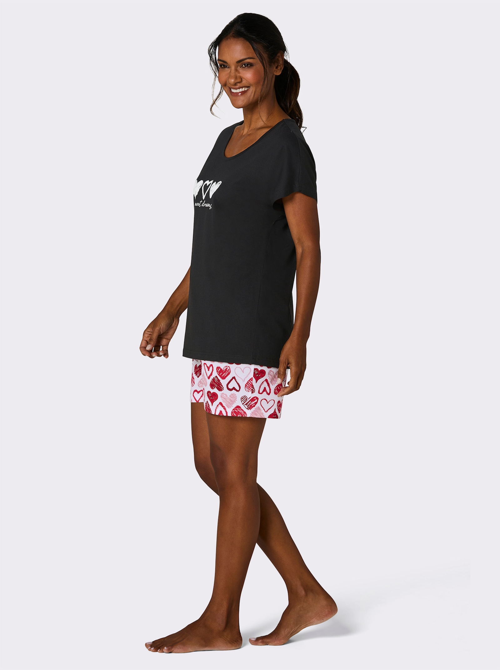 wäschepur Pyjama court - noir-rouge imprimé