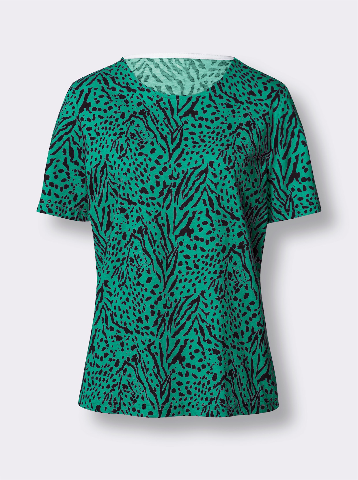 Tričko s krátkým rukávem - smaragdová-černá-potisk