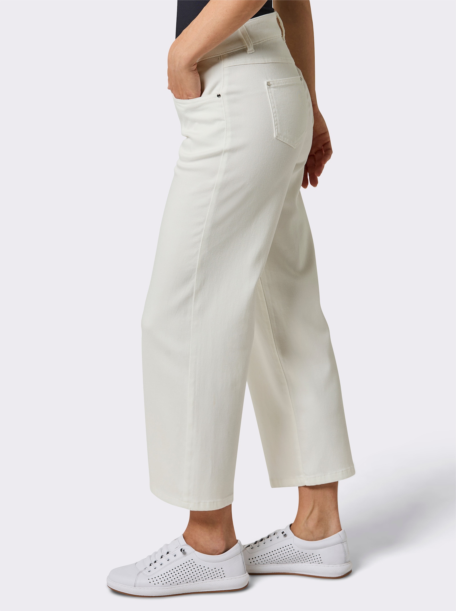 CREATION L PREMIUM Stretch-Jeans mit Stickerei - ecru