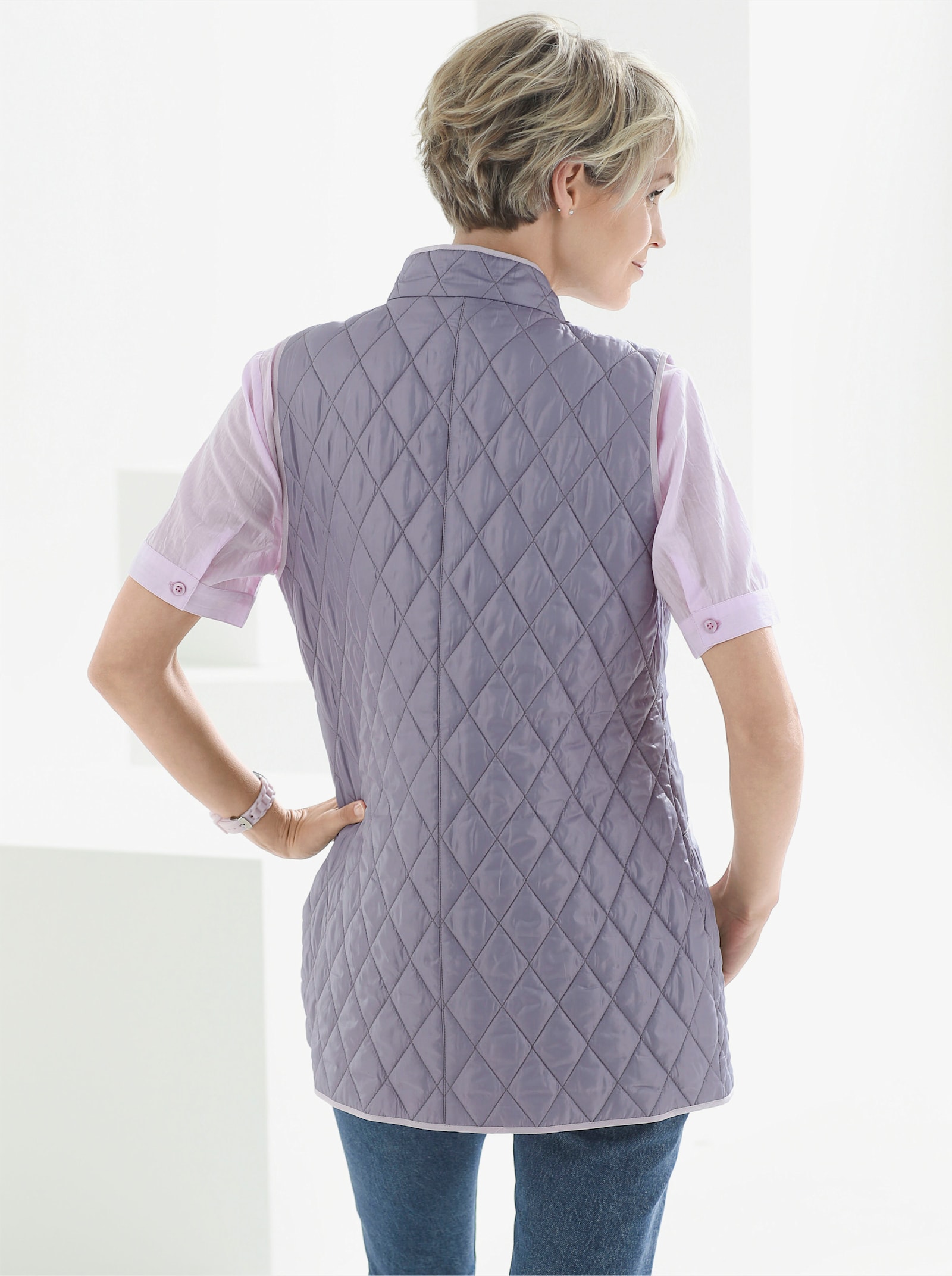 Steppweste mit Stehkragen - grau