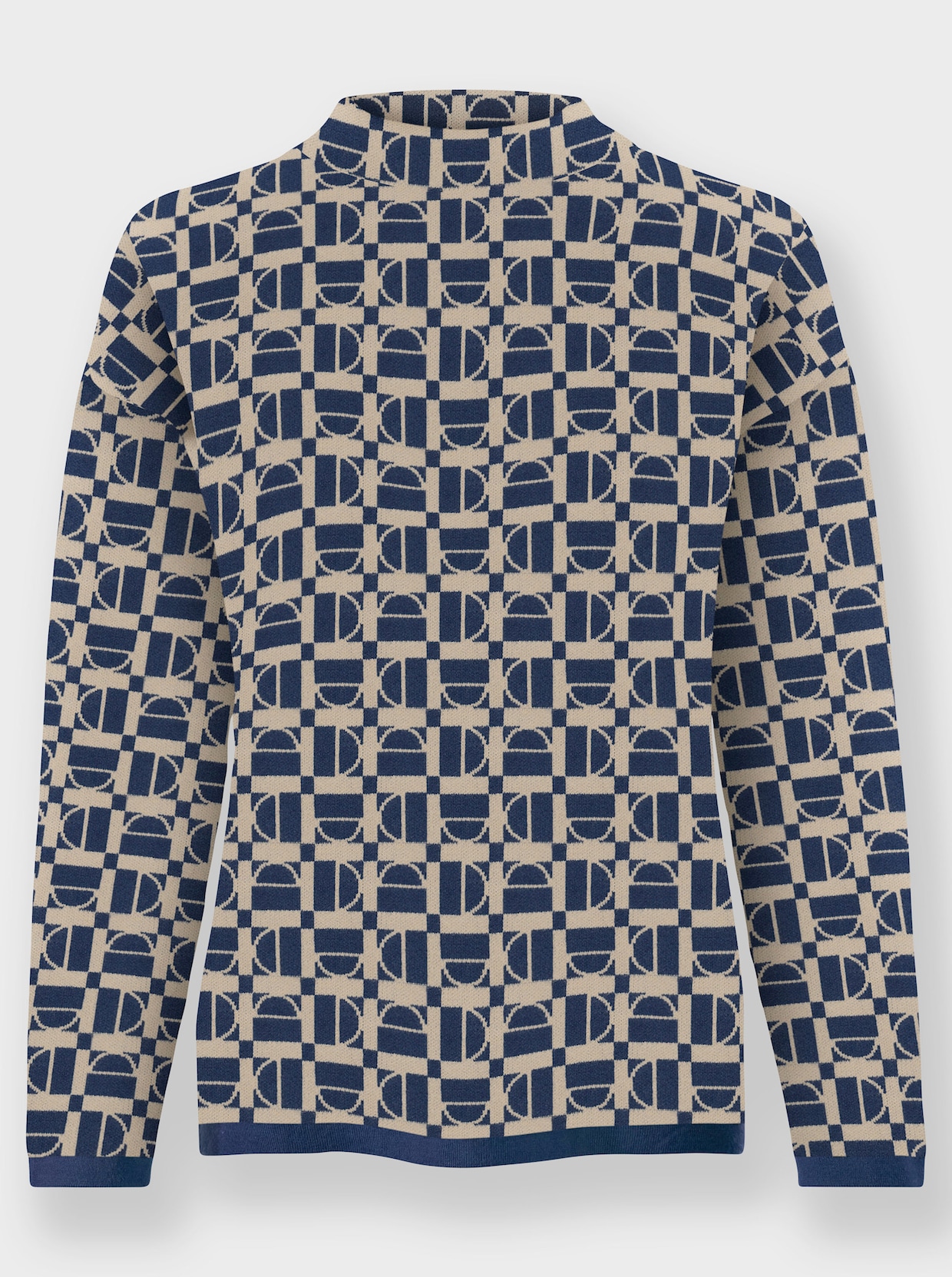 heine pull jacquard - bleu foncé-beige à motifs