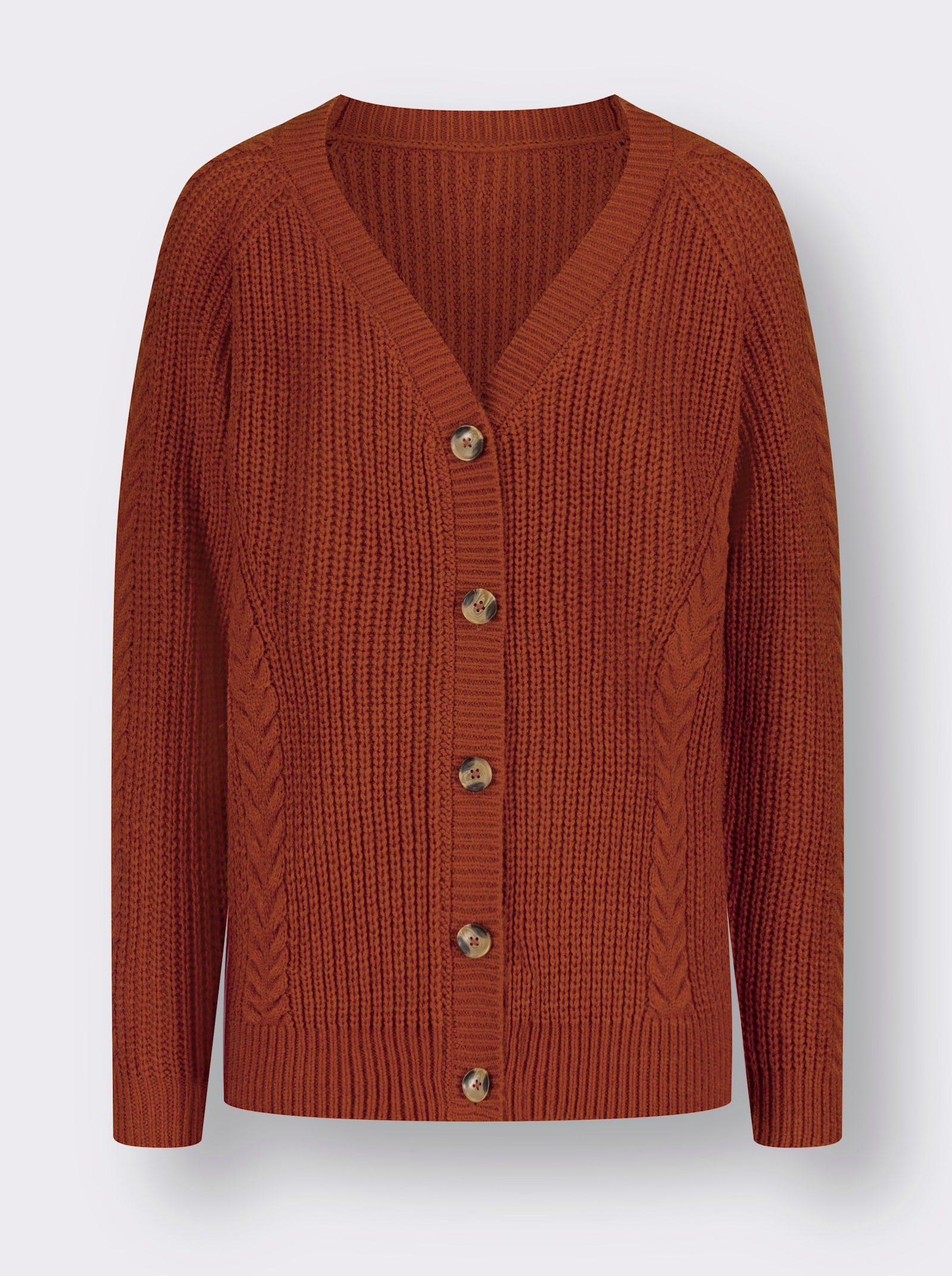 Pletený kabátek s copánkovým vzorem - rezavá