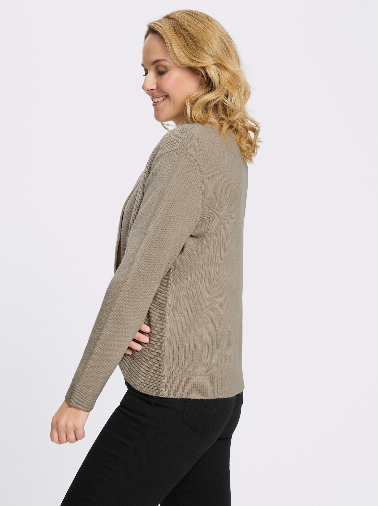 Strickjacke mit Schalkragen - sesam