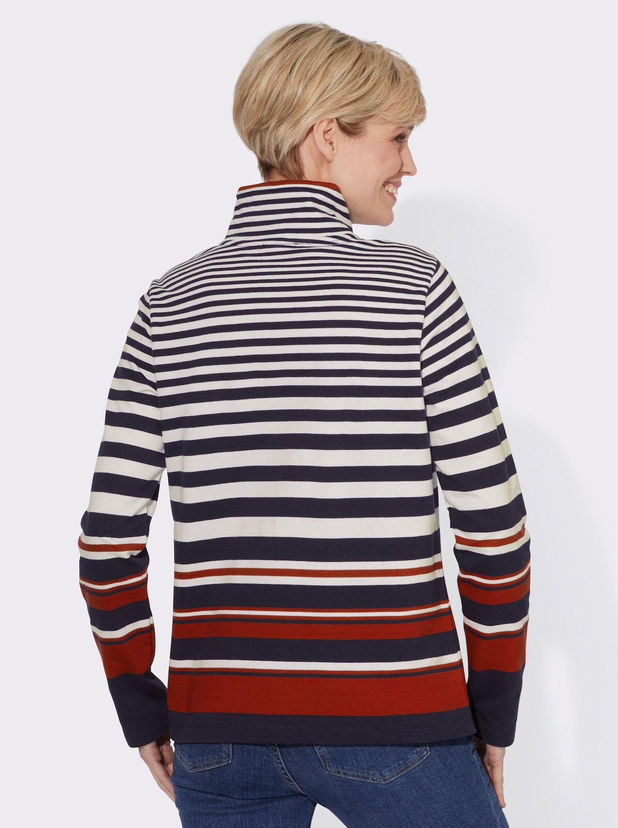 Sweatshirt - marine-rot-gestreift