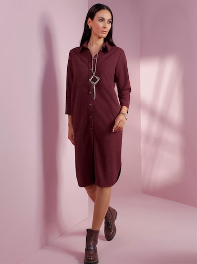 heine Lederimitatkleid mit Hemdkragen - burgund