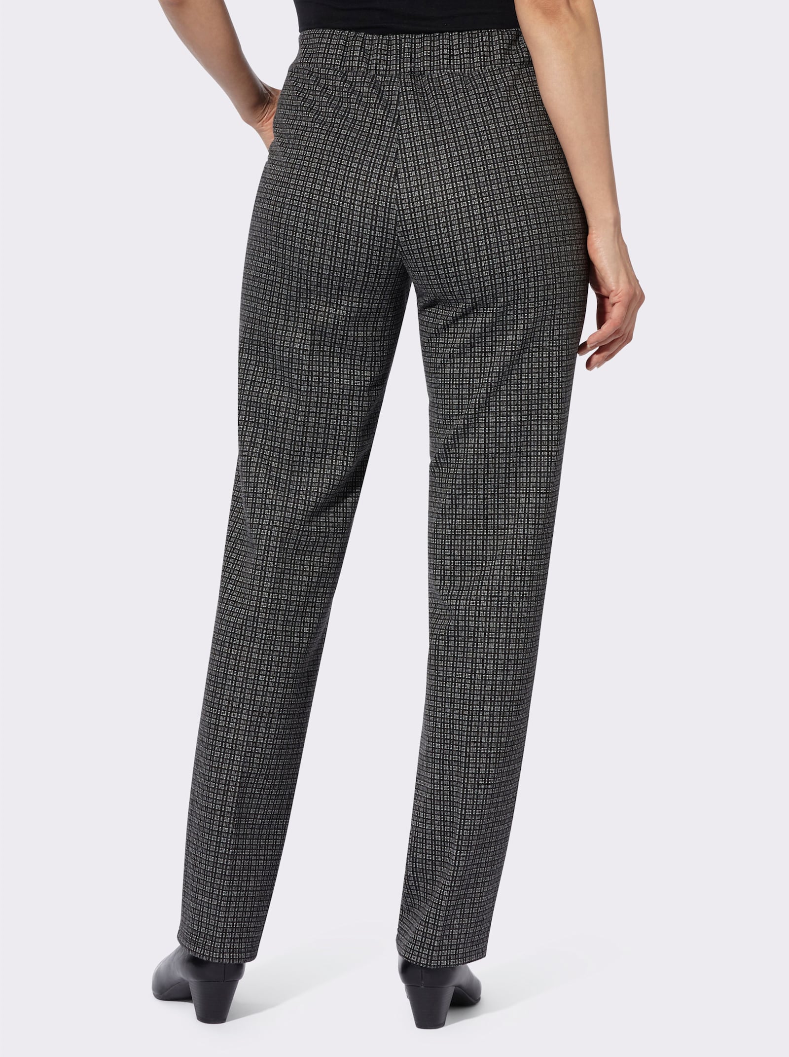 Jerseyhose in formstabiler Qualität - schwarz-weiß-kariert