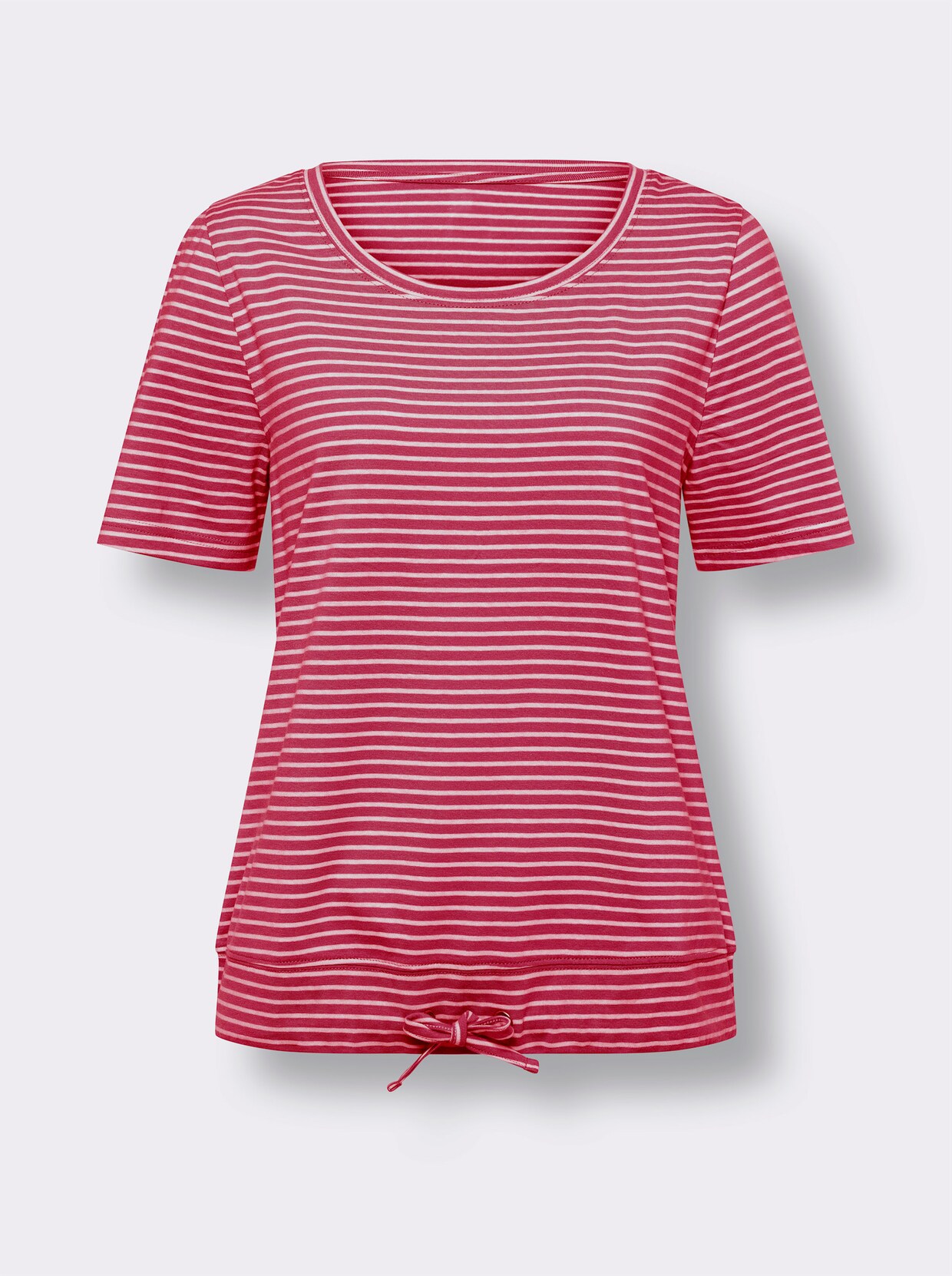 Kurzarm-Shirt - rot-weiß-geringelt